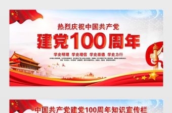 建党100周年展板红色大气庆祝七一建党节党史知识宣传栏模板