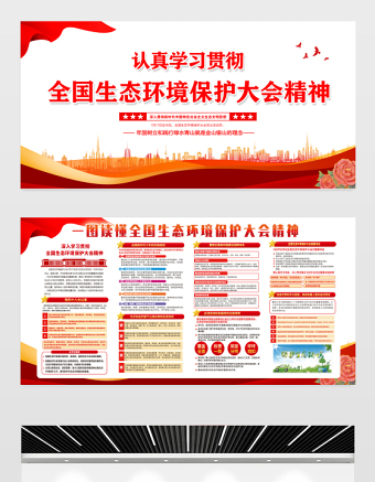 全国生态环境保护大会精神展板红色创意深入贯彻新时代中国特色社会主义生态文明思想宣传栏设计