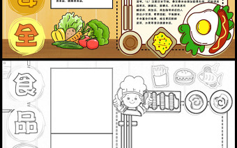食品安全手抄报简约卡通就餐注意事项小报模板下载