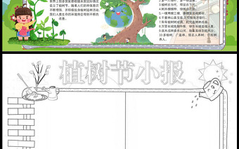 2023植树节手抄报创意卡通3月12日植树节介绍电子小报模板