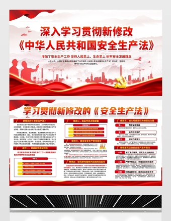 2021深入学习贯彻新修改《中华人民共和国安全生产法》展板安全生产系列专题宣传栏知识展板设计模板下载