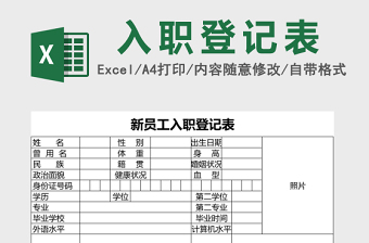 2022试用期员工入职登记表