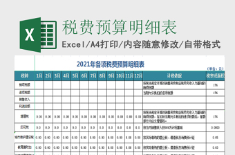 公司税费预算明细表Excel表格