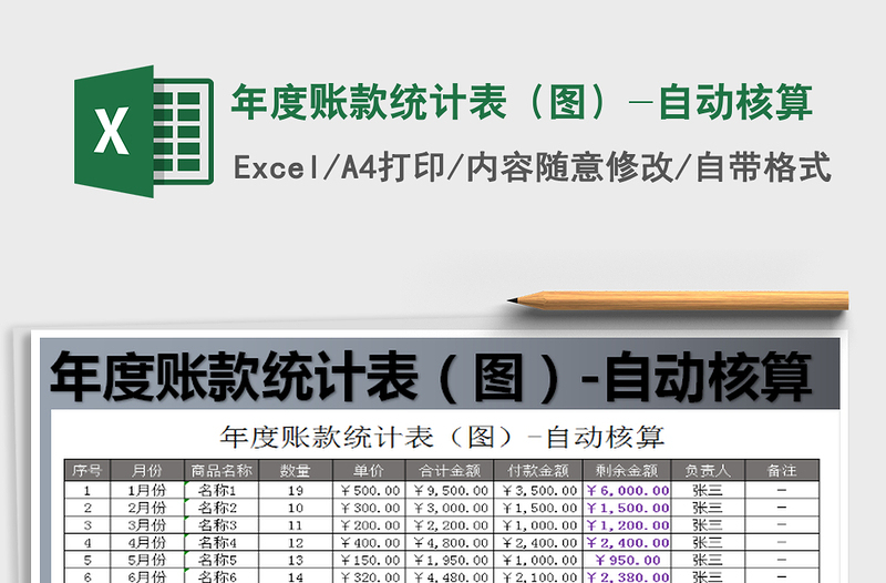 2021年年度账款统计表（图）-自动核算