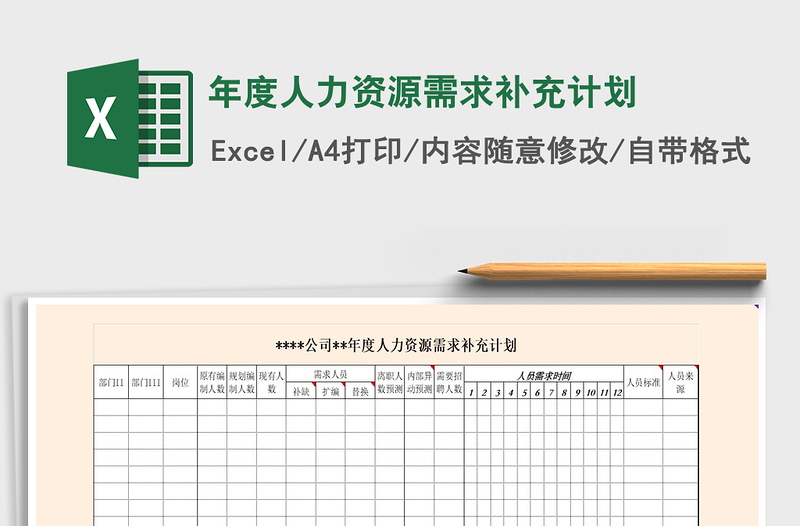 2021年年度人力资源需求补充计划免费下载