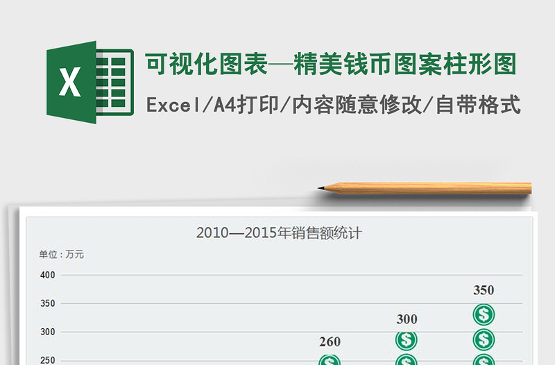 2021年可视化图表—精美钱币图案柱形图