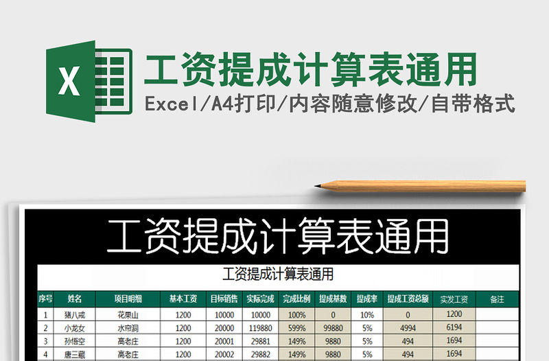 2021年工资提成计算表通用