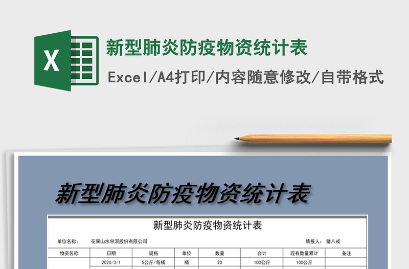 2021年新型肺炎防疫物资统计表