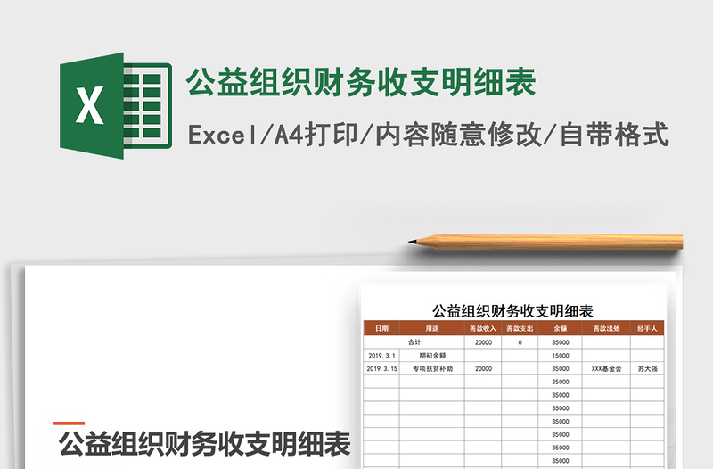 2022年公益组织财务收支明细表免费下载