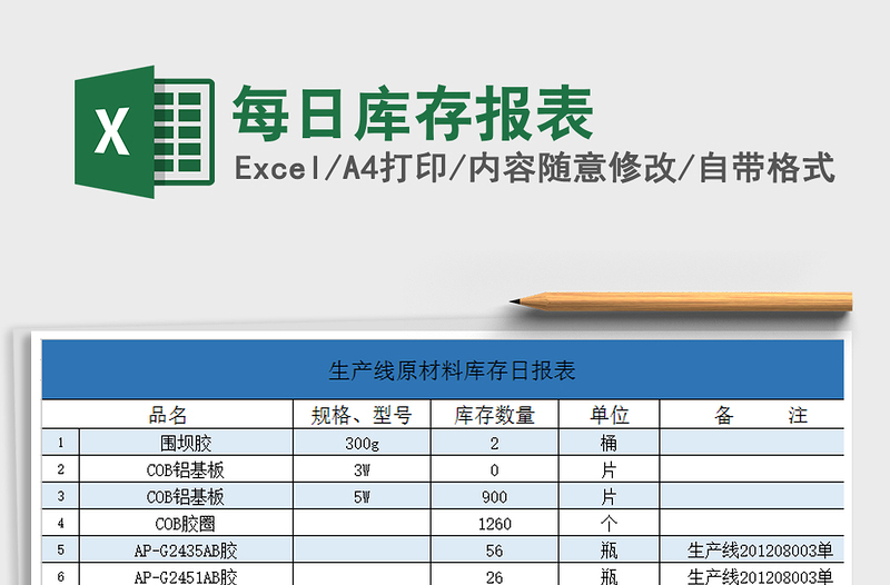 2022年每日库存报表免费下载