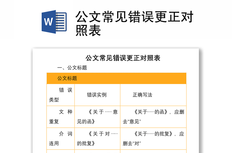 2021公文常见错误更正对照表