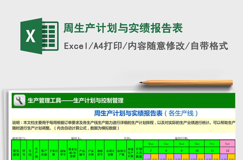 2021年周生产计划与实绩报告表