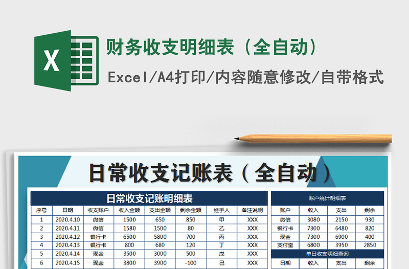 2022财务收支明细表（全自动）免费下载