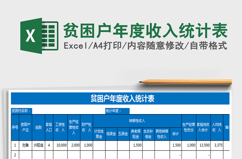 2021年贫困户年度收入统计表