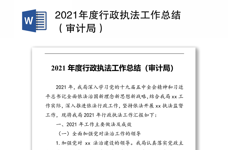 2021年度行政执法工作总结（审计局）