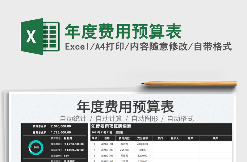 2021年度费用预算表免费下载