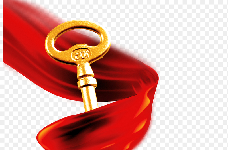 金钥匙红色飘带免抠元素素材