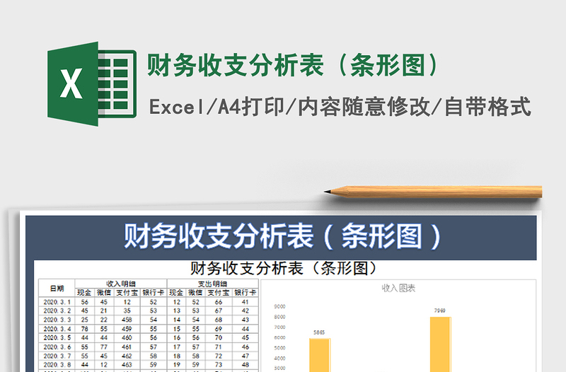 2022财务收支分析表（条形图）免费下载