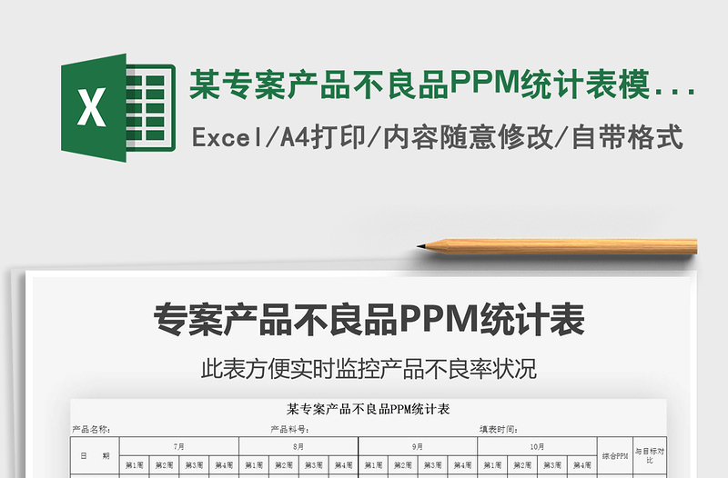 2022某专案产品不良品PPM统计表模板免费下载