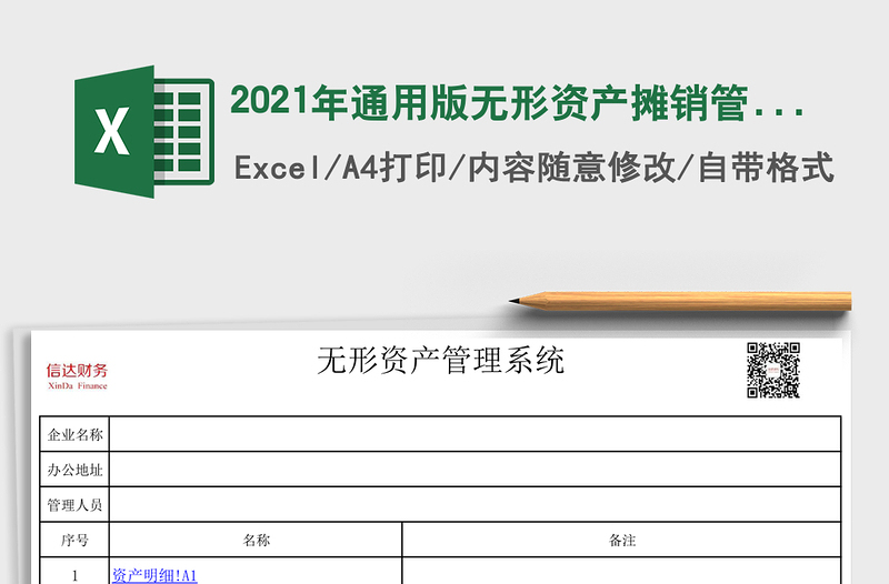 2021年通用版无形资产摊销管理系统