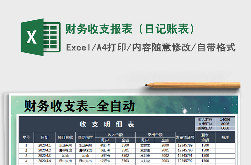 2021年财务收支报表（日记账表）