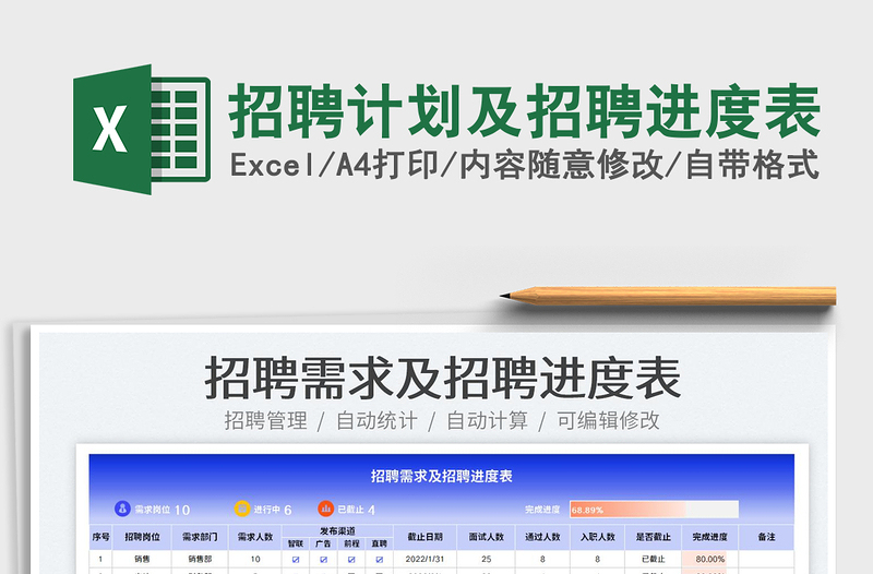 2022招聘计划及招聘进度表免费下载