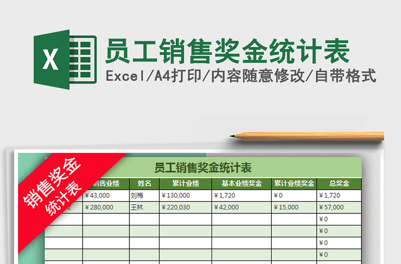 2021年员工销售奖金统计表免费下载