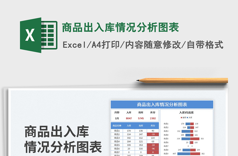 商品出入库情况分析图表免费下载