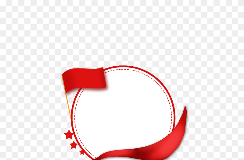 红色圆形旗帜丝带飘带五角星装饰文本框标题框免抠素材
