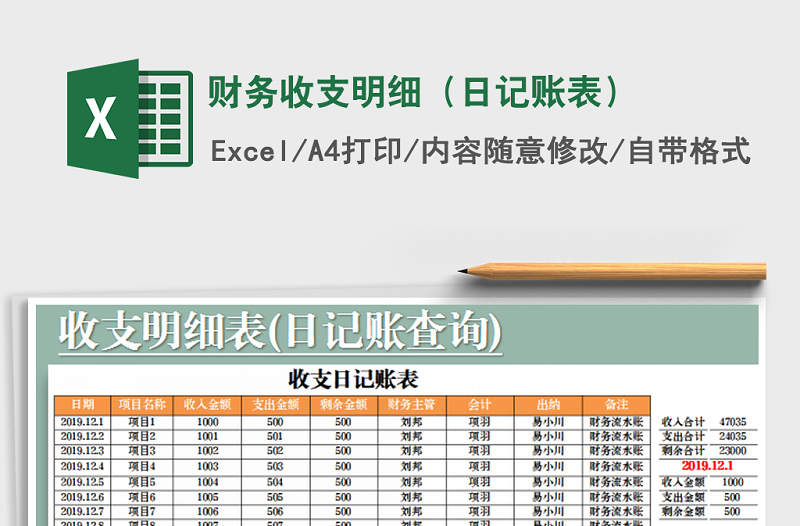 2021年财务收支明细（日记账表）