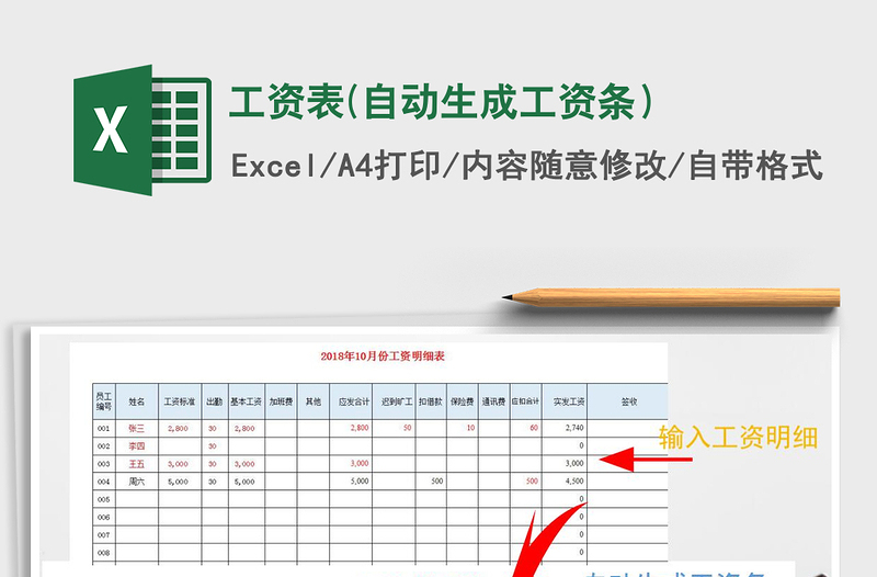 2021年工资表(自动生成工资条）