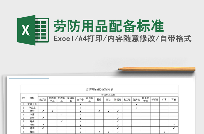 2021年劳防用品配备标准