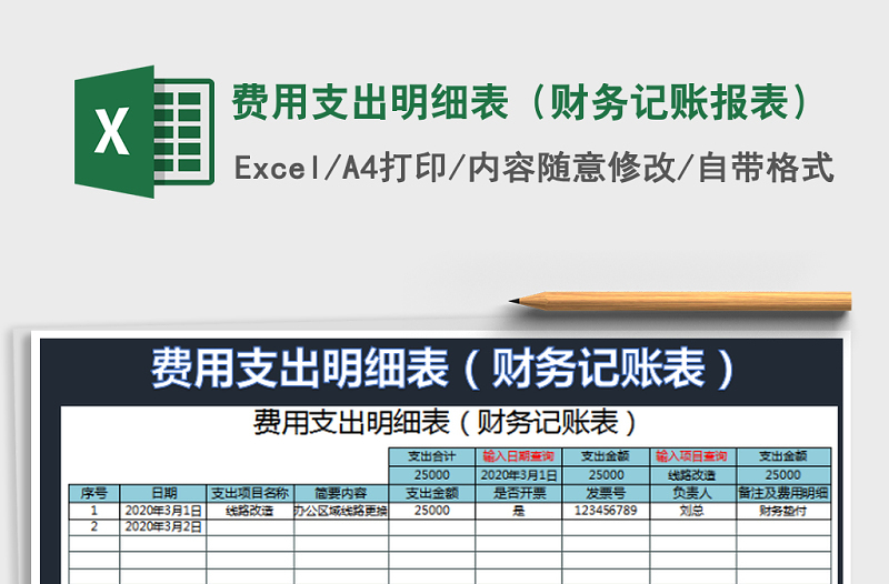 2021年费用支出明细表（财务记账报表）