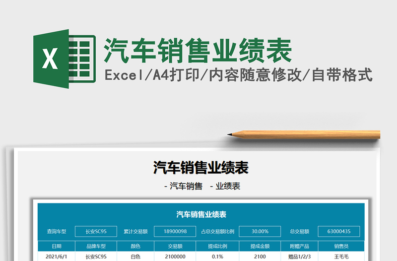 2021汽车销售业绩表免费下载