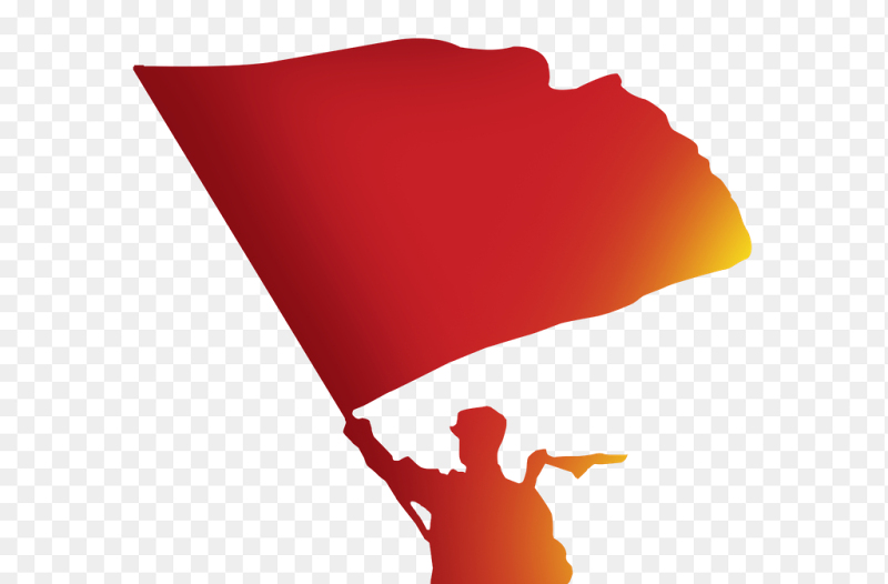 创意红色士兵军人高举旗帜剪影党政免抠元素素材