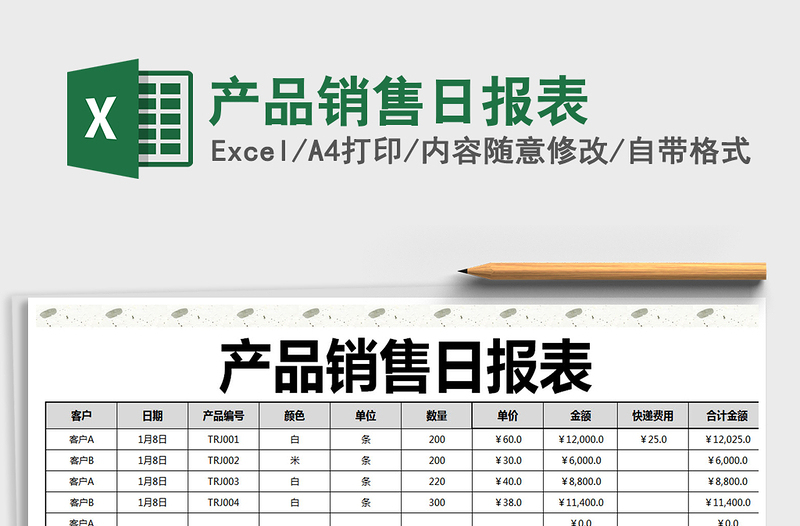 2021年产品销售日报表