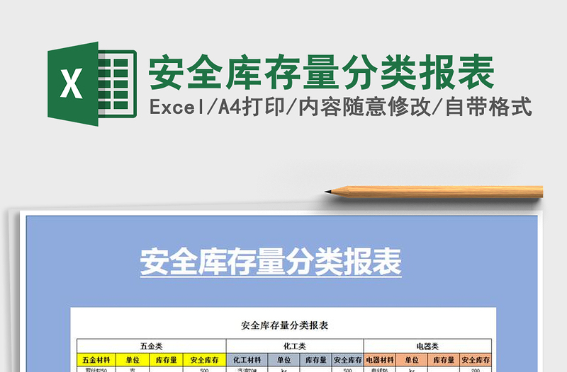 2021年安全库存量分类报表