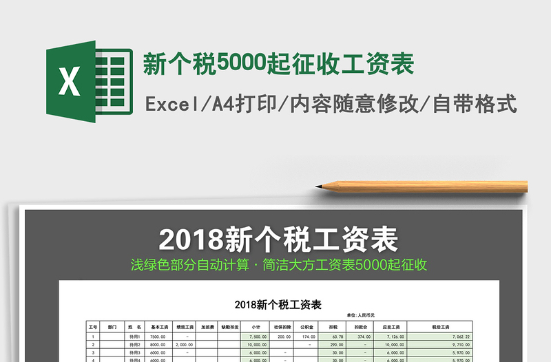 2021年新个税5000起征收工资表