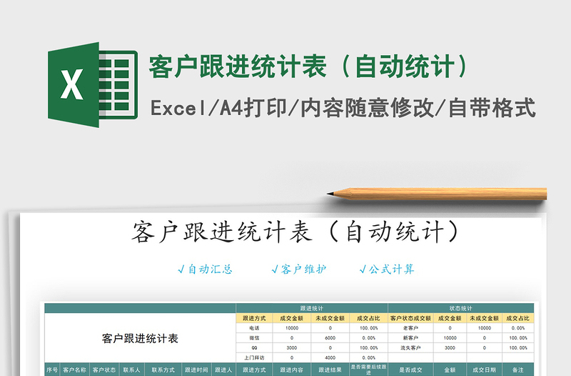 2021年客户跟进统计表（自动统计）