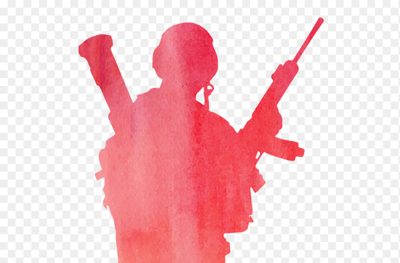 彩色创意士兵军人侧身站立剪影党政元素素材