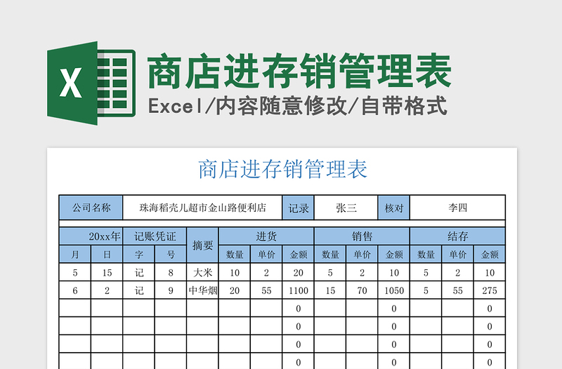 2021年商店进存销管理表