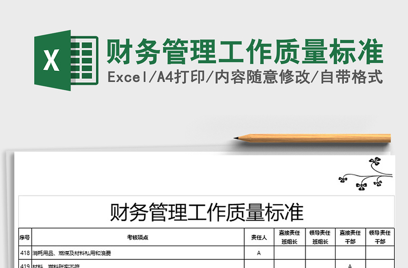 2021年财务管理工作质量标准