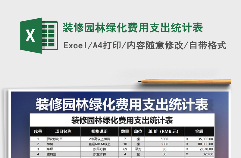 2021年装修园林绿化费用支出统计表