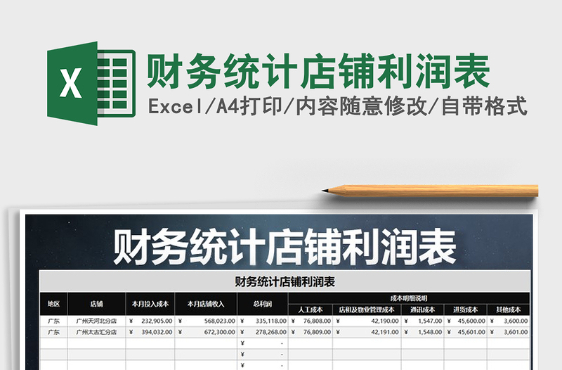 2021年财务统计店铺利润表