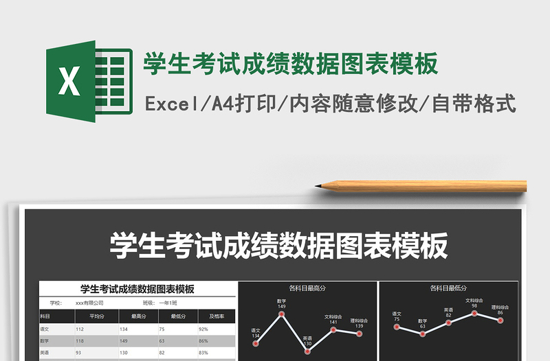 2021年学生考试成绩数据图表模板