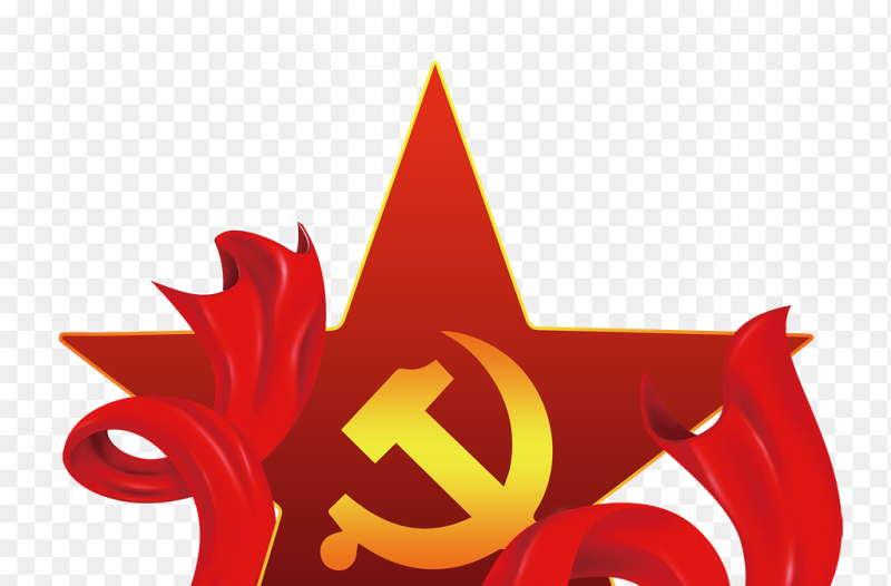 党徽五角星星星装饰红色飘带环绕党政免抠元素素材