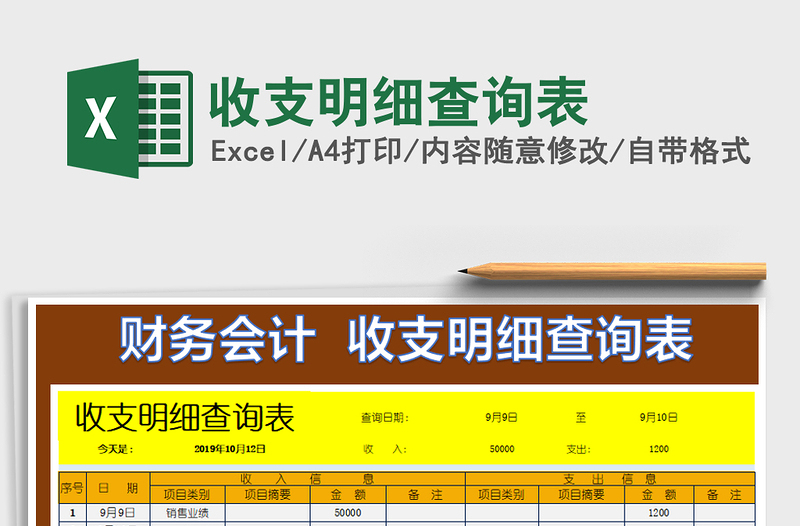 2021年收支明细查询表免费下载