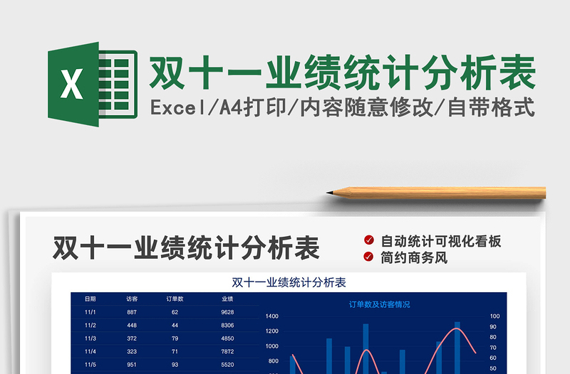 2021双十一业绩统计分析表免费下载