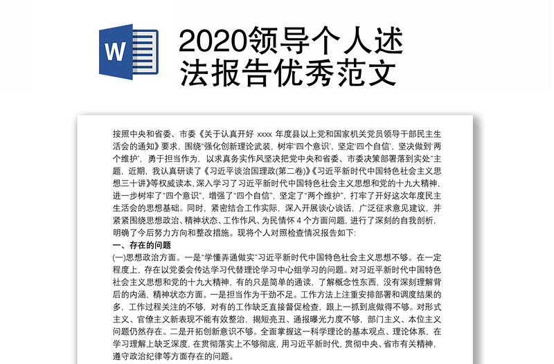 2020领导个人述法报告优秀范文