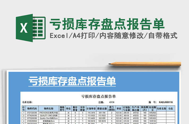 2021年亏损库存盘点报告单